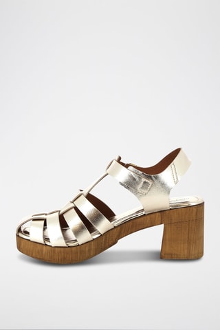 Sandales à talons en cuir Roudoudou - Doré