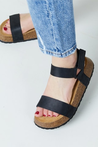 Nubuck Sandalen Praline - Zwart
