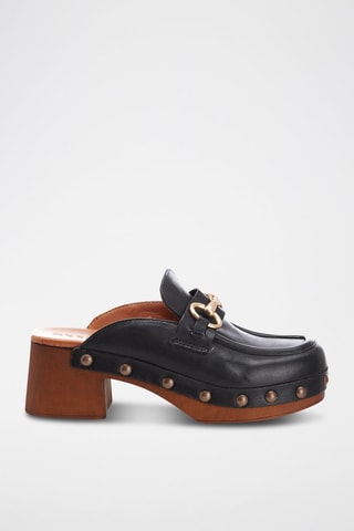 Sabots à talons en cuir Riza - Noir