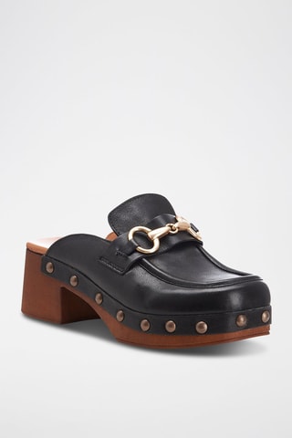 Sabots à talons en cuir Riza - Noir