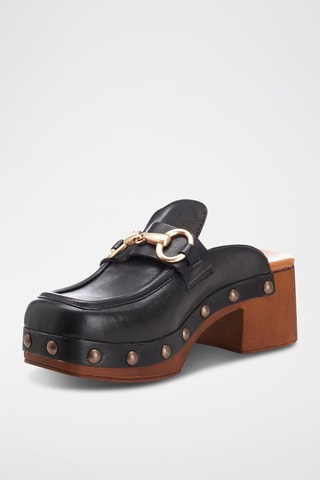 Sabots à talons en cuir Riza - Noir