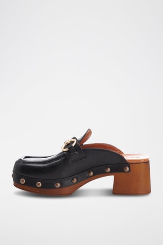 Sabots à talons en cuir Riza - Noir