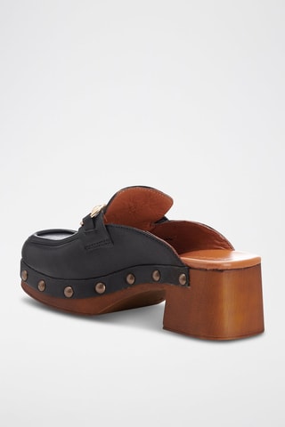 Sabots à talons en cuir Riza - Noir