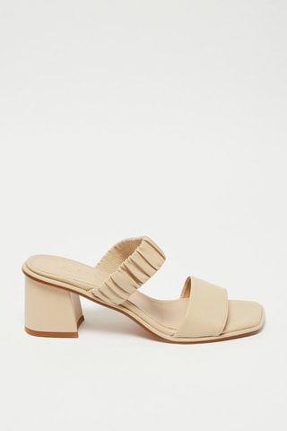 Mules à talons en cuir Candide - Beige