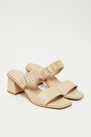 Mules à talons en cuir Candide - Beige