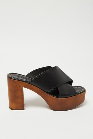 Mules en cuir Gaïa - Noir