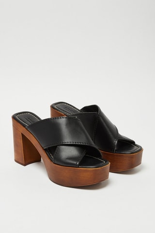 Mules en cuir Gaïa - Noir
