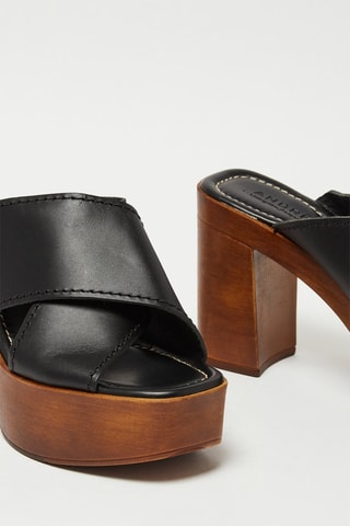 Mules en cuir Gaïa - Noir