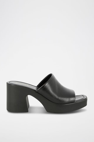 Mules à talons en cuir Upsilon - Noir
