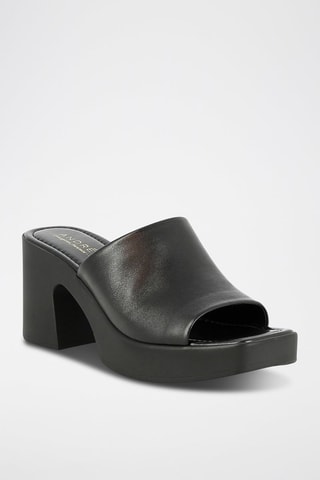 Mules à talons en cuir Upsilon - Noir