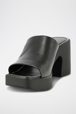 Mules à talons en cuir Upsilon - Noir