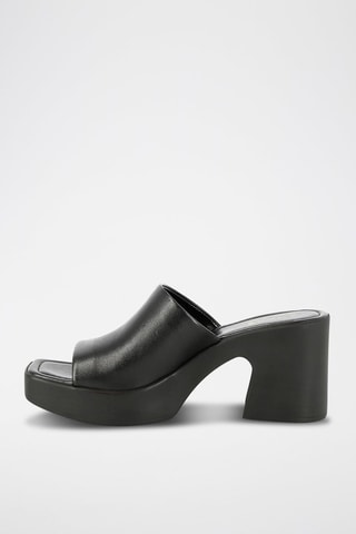 Mules à talons en cuir Upsilon - Noir