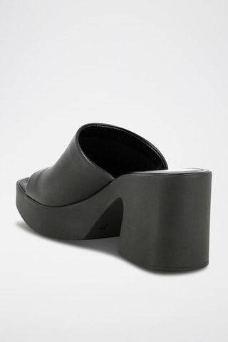 Mules à talons en cuir Upsilon - Noir