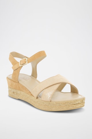 Nubuck Sandalen met Sleehak Roma - Beige