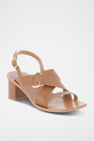 Leren Sandalen met Hak Ravissante - Camel