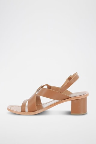 Leren Sandalen met Hak Ravissante - Camel