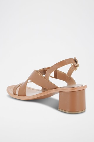 Leren Sandalen met Hak Ravissante - Camel
