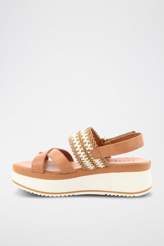 Leren Sandalen met Sleehak Gaelle - Beige