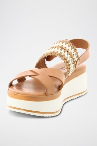 Leren Sandalen met Sleehak Gaelle - Beige