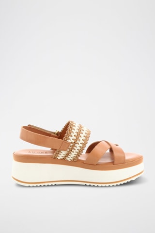 Leren Sandalen met Sleehak Gaelle - Beige