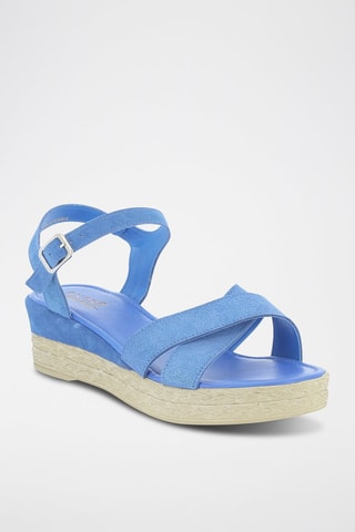 Nubuck Sandalen met Sleehak Roma - Hemelsblauw