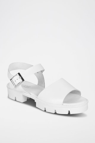 Leren Sandalen Abricot - Wit