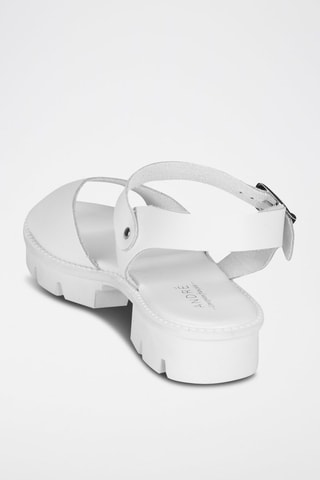 Leren Sandalen Abricot - Wit