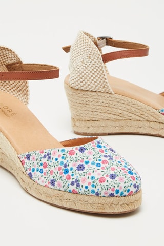 Espadrilles met Sleehak Abi - Wit en Roze