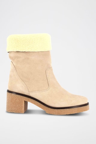 Gevoerde Nubuck Enkellaarzen Veronika - Beige