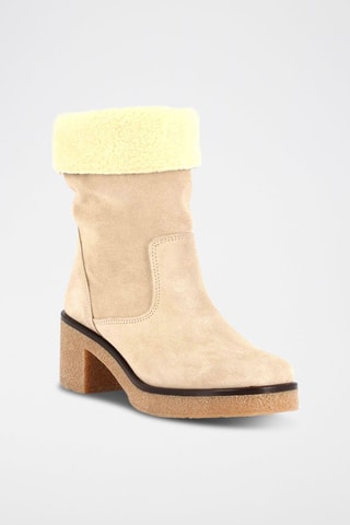 Gevoerde Nubuck Enkellaarzen Veronika - Beige
