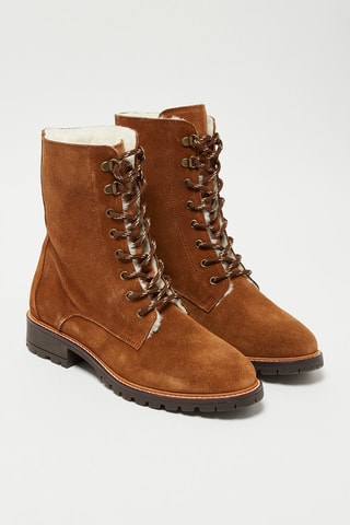 Gevoerde Nubuck Enkellaarzen Cosyette - Beige