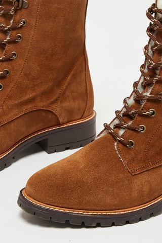 Gevoerde Nubuck Enkellaarzen Cosyette - Beige