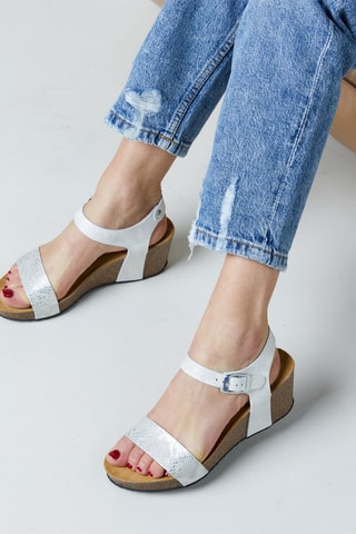Leren Sandalen met Sleehak Selonia - Wit