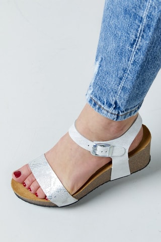 Leren Sandalen met Sleehak Selonia - Wit