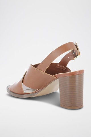 Leren Sandalen met Hak Romaya- Bruin