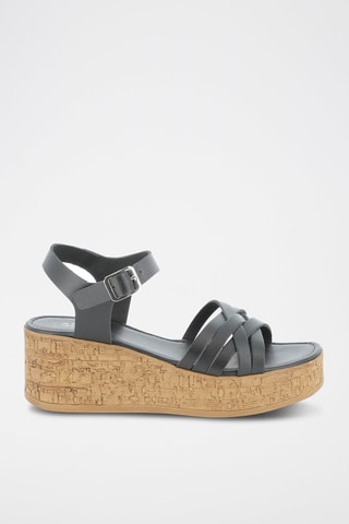 Leren Platform Sandalen Rokia - Zwart