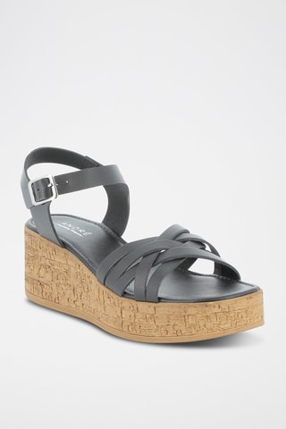 Leren Platform Sandalen Rokia - Zwart