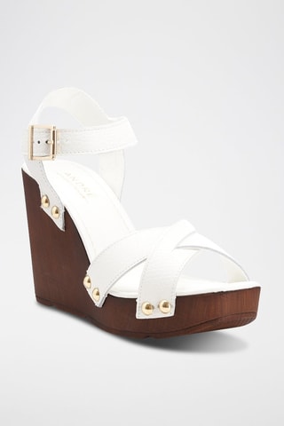 Leren Sandalen met Sleehak Rutabaga - Wit
