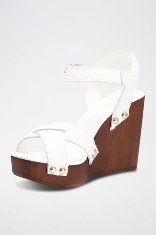 Leren Sandalen met Sleehak Rutabaga - Wit