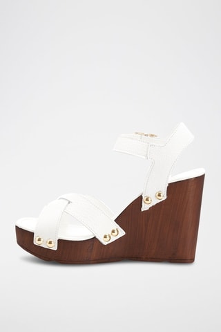 Leren Sandalen met Sleehak Rutabaga - Wit