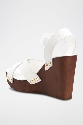 Leren Sandalen met Sleehak Rutabaga - Wit