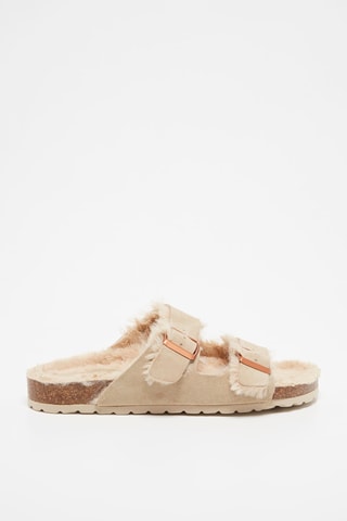 Mules fourrées en nubuck Winnie - Camel