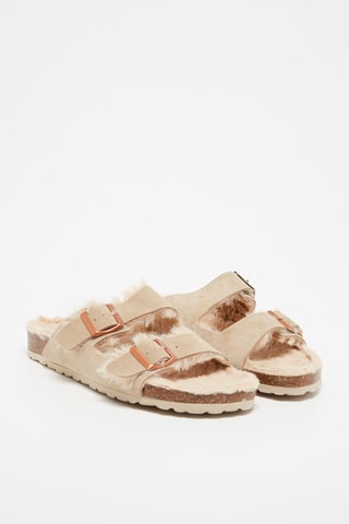 Mules fourrées en nubuck Winnie - Camel