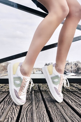 Leren Sneakers Lilac Wit