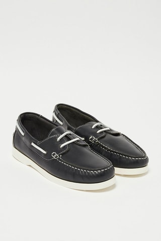 Leren Bootschoenen Nauting - Marineblauw