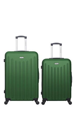 Valise semaine et valise grand volume Brooklyn (M/L) - 65/75 cm  - Noir, vert et argenté