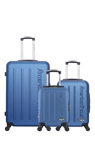 Set de 3 valises Bronx  - 46/55/75 cm - Bleu et rouge