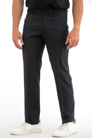 Pantalon droit en laine vierge - Bleu foncé - Incotex