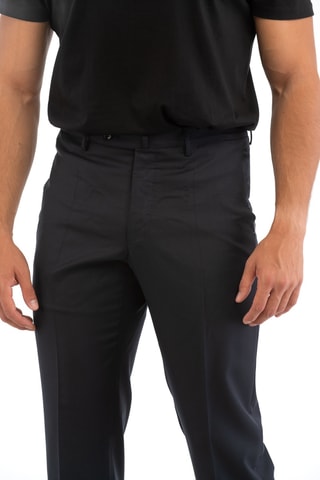 Pantalon droit en laine vierge - Bleu foncé - Incotex
