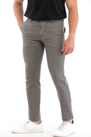 Pantalon slim en lin - Gris - Incotex